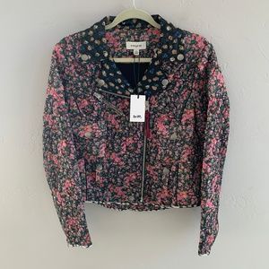 NWT Coach Silk Chiffon Floral Biker Moto Jacket S